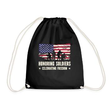 USA Independence Military Heroes Soldier Freedom - Drawstring Bag - black - Front