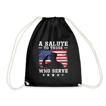 USA Independence Military Heroes Soldier Freedom - Drawstring Bag - black - Front