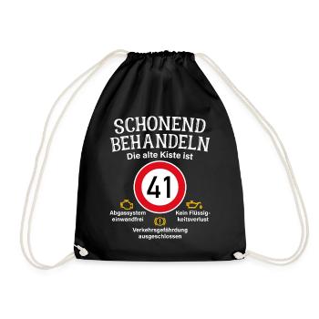 41. Geburtstag Schonend Behandeln 41 Alte Kiste 41 - Turnbeutel - Schwarz - Vorne