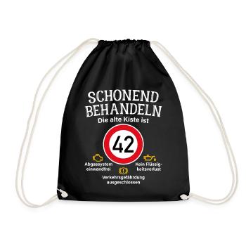 42. Geburtstag Schonend Behandeln 42 Alte Kiste 42 - Turnbeutel - Schwarz - Vorne