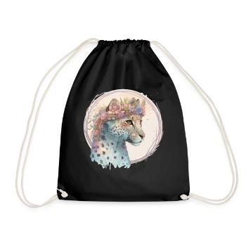 Fleur de guépard mignonne Couronne Floral Aquarelle Animal - Sac de sport léger - noir - Devant