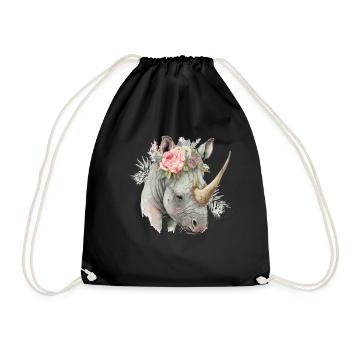 Aquarelle Africaine Rhinocéros Couronne de Couronne Safari - Sac de sport léger - noir - Devant