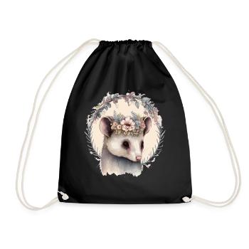 Fleur d’opossum mignonne Aquarelle Aquarelle Amoureux des animaux - Sac de sport léger - noir - Devant