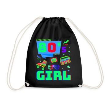 80s Retro CostumeTheme Party Costume 90s Party - Drawstring Bag - black - Front