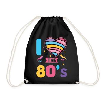 80s Retro CostumeTheme Party Costume 90s Party - Drawstring Bag - black - Front