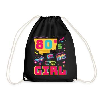 80s Retro CostumeTheme Party Costume 90s Party - Drawstring Bag - black - Front