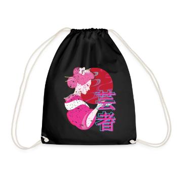 Japan Geisha 80s Retro Vaporwave - Drawstring Bag - black - Front