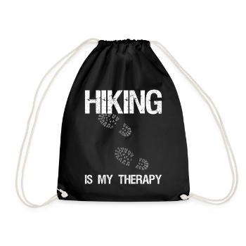 Hiking is my Therapy Vintage Wandern - Drawstring Bag - black - Front