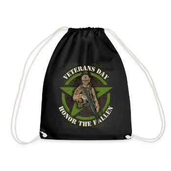 Veterans Day, Veteranentag, Gedenktag Spruch - Turnbeutel - Schwarz - Vorne