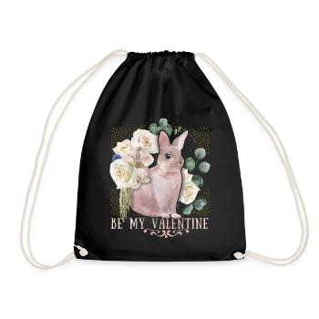 Bunny Rabbit, Bunny Valentine's Day, Love Saying - Drawstring Bag - black - Front