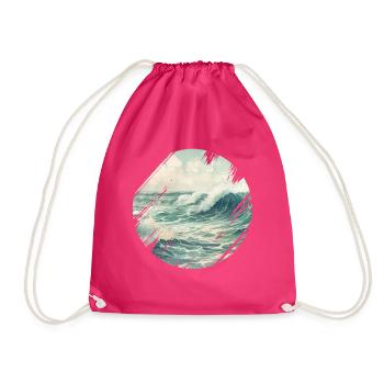 Meer Wellen Brandung Gischt Ufer Küste - Turnbeutel - Fuchsia - Vorne