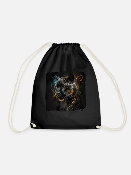 Schwarzer Panther Großkatze - Turnbeutel - Schwarz