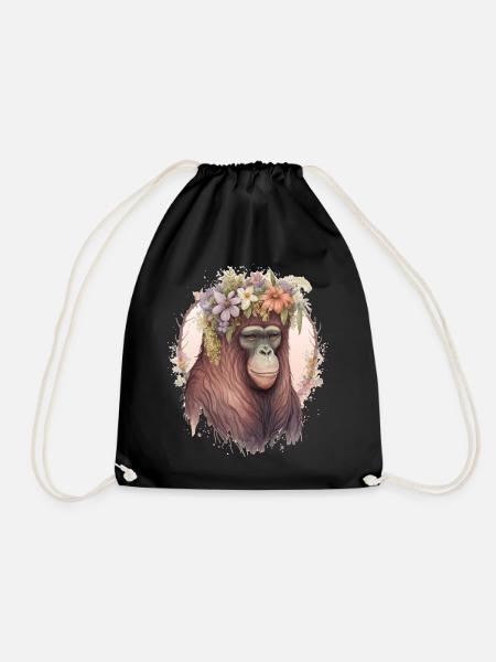 Cute Orangutan Flower Crown Monkey Lover - Turnbeutel - Schwarz