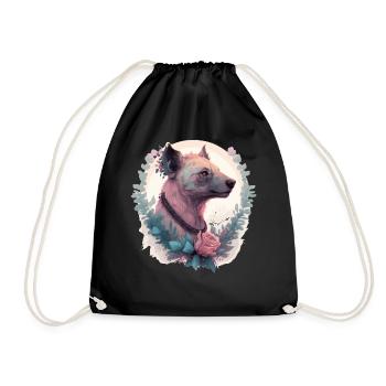 Aquarelle Hyène Fleur Couronne Afrique Safari Animal - Sac de sport léger - noir - Devant