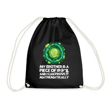 Ich hasse meinen Bruder Spruch mit Cartoon Portal - Turnbeutel - Schwarz - Vorne