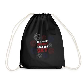 USA Independence Patriotic American Flag Fireworks - Drawstring Bag - black - Front