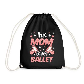 This mom loves ballet dancer ballerina - Drawstring Bag - black - Front