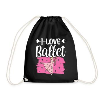 Ich Liebe Ballett Ballerina Balletttänzer Hobby - Turnbeutel - Schwarz - Vorne