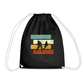 Fishing Retro - Drawstring Bag - black - Front