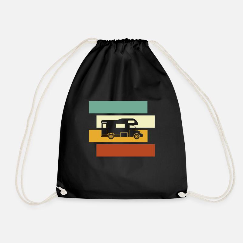 Motorhome Retro - Drawstring Bag - black