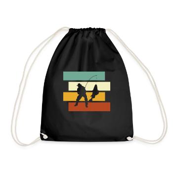 Fishing Retro - Drawstring Bag - black - Front