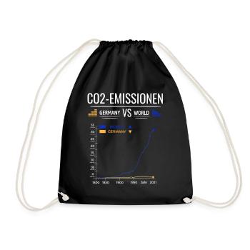 CO2 Emissions Chart Germany VS World - Drawstring Bag - black - Front