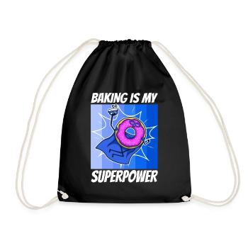 Baking is my Superpower, Donut - Drawstring Bag - black - Front