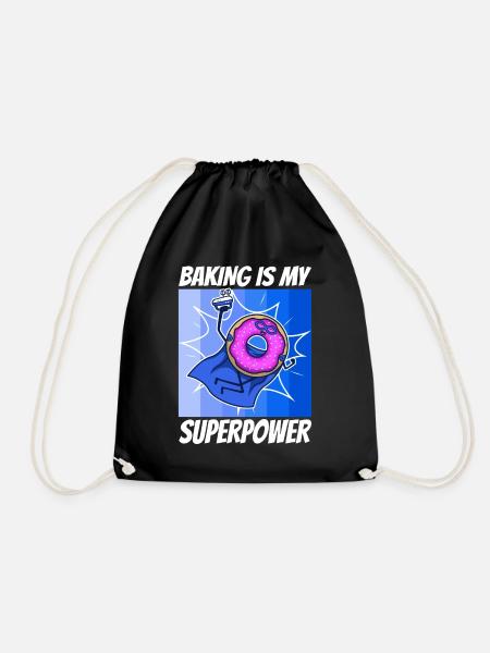 Baking is my Superpower, Donut - Turnbeutel - Schwarz