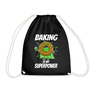 Baking is my Superpower, Donut - Drawstring Bag - black - Front