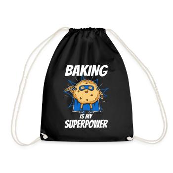 Baking is my Superpower, Biscuit - Drawstring Bag - black - Front