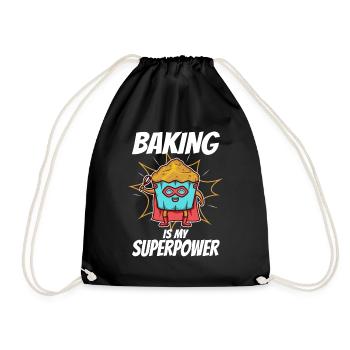 Baking is my Superpower, Muffin - Drawstring Bag - black - Front