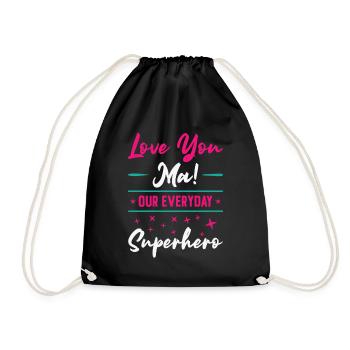 Mothers Day Super Mom Superhero Grandma Heroine - Drawstring Bag - black - Front