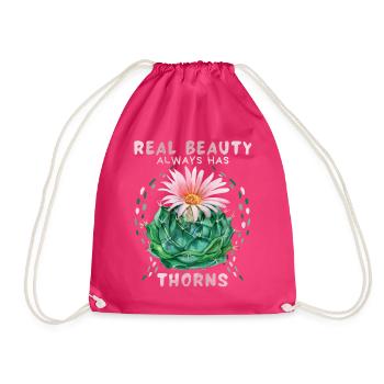 Cactus cactus, funny saying with cactus flower - Drawstring Bag - fuchsia - Front