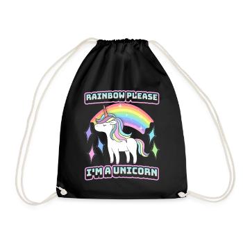 Funny Unicorn Unicorns Rainbow Saying - Drawstring Bag - black - Front