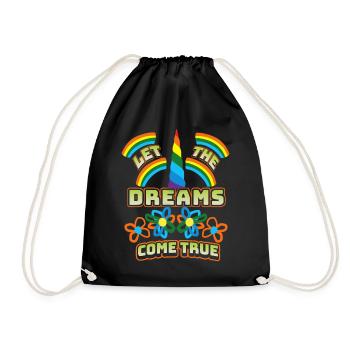 Unicorn, Unicorns, LGBTQ, Rainbow, Saying - Drawstring Bag - black - Front