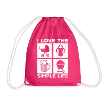 J’aime la vie simple - Nouvelle fête des pères - Sac de sport léger - fuchsia - Devant