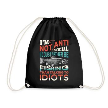 I'd Rather Be Fishing - Drawstring Bag - black - Front
