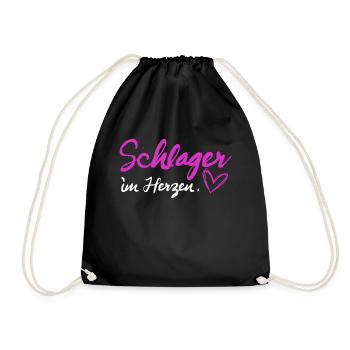 Schlager im Herzen Schlagermusik - Turnbeutel - Schwarz - Vorne