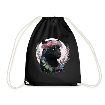 Mignon Aquarelle Noire Fleur Fanther Couronne Boho Ae - Sac de sport léger - noir - Devant