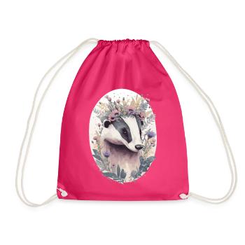 Mignon Miel Blaireau Fleur Couronne Floral Aquarelle A - Sac de sport léger - fuchsia - Devant
