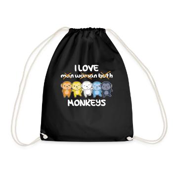 Aroace Flag Pride LGBTQ Cute Monkey - Drawstring Bag - black - Front