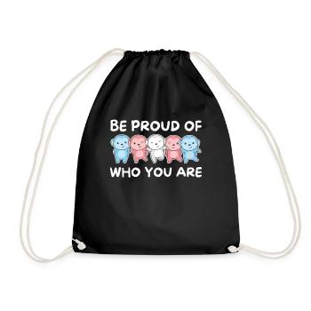 Transgender Flag Gay Pride LGBTQ Monkey - Drawstring Bag - black - Front