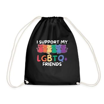Rainbow Flag Gay Pride LGBTQ Katze - Turnbeutel - Schwarz - Vorne