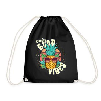 Only Good Vibes: Good Life Ananas mit Sonnenbrille - Drawstring Bag - black - Front