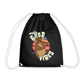 Only Good Vibes: Good Life Cartoon Bär Tanzen - Drawstring Bag - black - Front