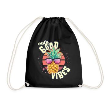 Only Good Vibes: Good Life Ananas mit Sonnenbrille - Drawstring Bag - black - Front