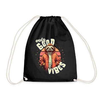 Only Good Vibes: Good Life Faultier mit Jacke - Drawstring Bag - black - Front