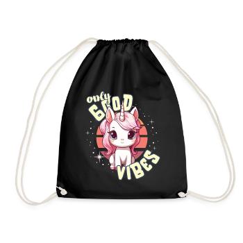 Only Good Vibes: Good Life Cute Magic Unicorn - Drawstring Bag - black - Front