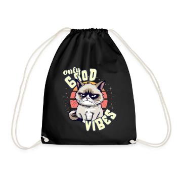 Only Good Vibes: Good Life Angry Cartoon Cat - Sac de sport léger - noir - Devant