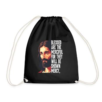 For They Will Be Shown Mercy Jesus Christus - Turnbeutel - Schwarz - Vorne